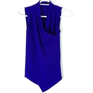 Lauren Ralph Lauren Faux‎ Wrap Sleeveless Dropped Top Blouse Purple